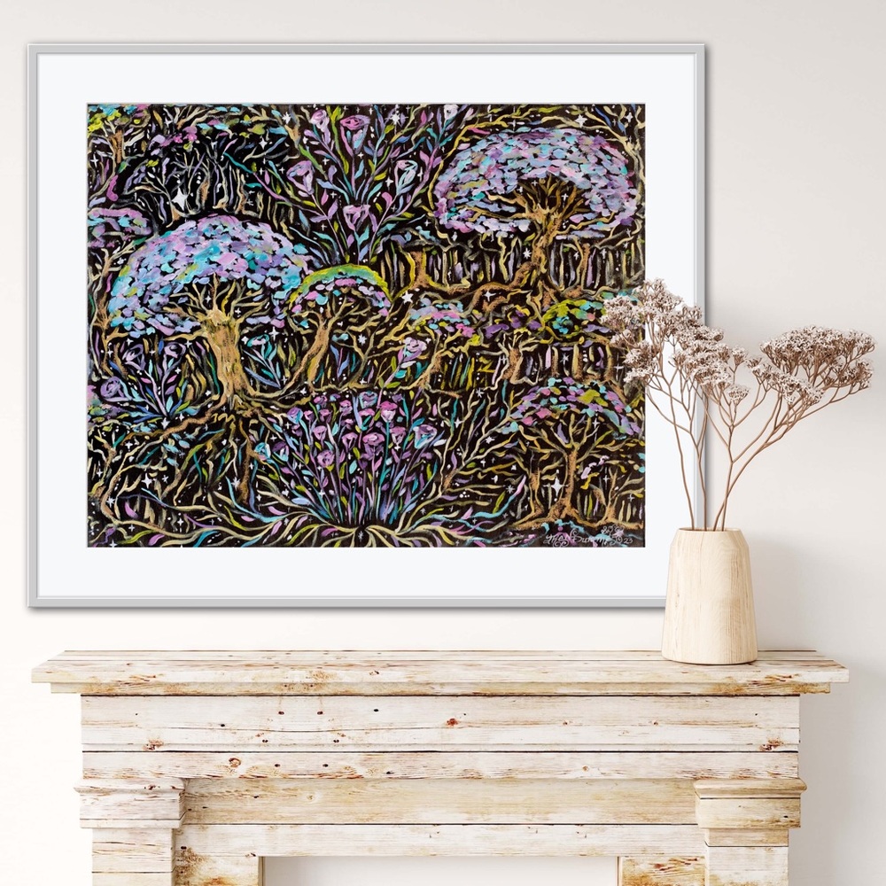 Dark Forest Art Print of Oil Painting Magical Fantasy woodland medieval fairy - Picture 5 of 8